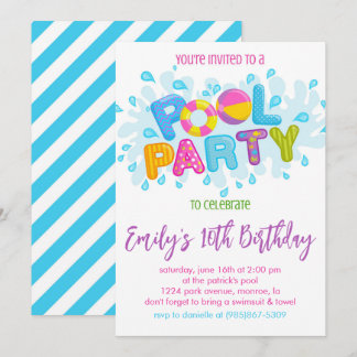 Birthday Pool Party Einladung