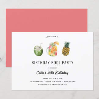 Birthday Pool Party Einladung