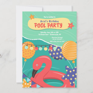 Birthday Pool Party Einladung