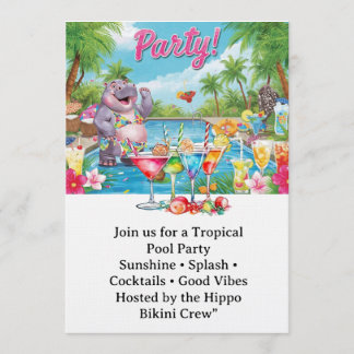 Birthday Pool party for Hippo lovers Einladung