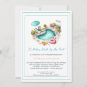 Birthday Pool Party Invitation with Cocktails Einladung (Vorderseite)