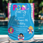 Birthday Pool Party Pink Girls Sommer Einladung