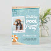 Birthday Pool Party Sommer Cool Tee Zwischen Foto Einladung (Stehend Vorderseite)