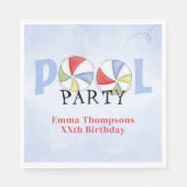 Birthday Pool Party Summer Fun Niedlich Beach Ball Serviette (Vorderseite)