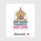 Birthday Powered by Dog Love Illustration Aufkleber (Blatt)