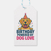 Birthday Powered by Dog Love Illustration Geschenkanhänger (Rückseite)