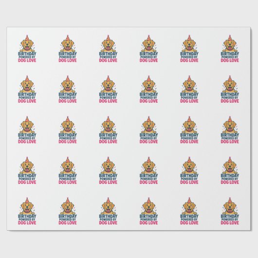 Birthday Powered by Dog Love Illustration Geschenkpapier (Flach)