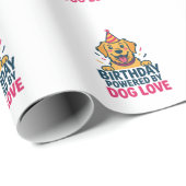 Birthday Powered by Dog Love Illustration Geschenkpapier (Rolleneckpunkt)