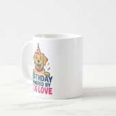 Birthday Powered by Dog Love Illustration Kaffeetasse (Vorderseite Links)