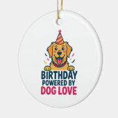 Birthday Powered by Dog Love Illustration Keramik Ornament (Links)
