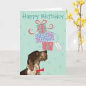 Birthday präsentiert deutsches Drahthaar Pointer Karte (Gelbe Blume)