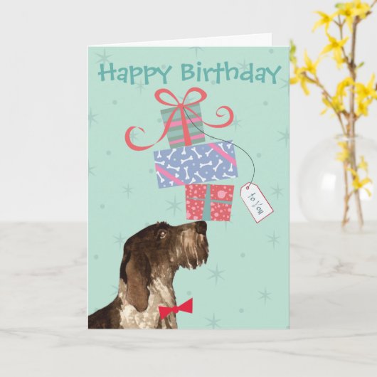 Birthday präsentiert deutsches Drahthaar Pointer Karte (Gelbe Blume)