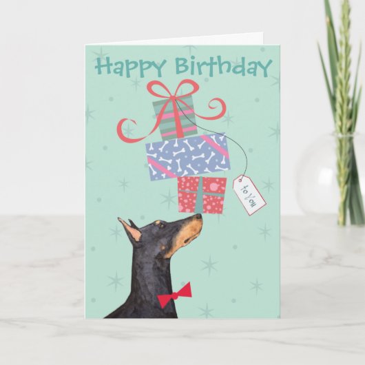 Birthday präsentiert Doberman Card Karte (Vorderseite)