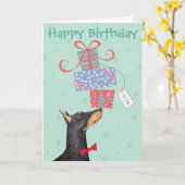 Birthday präsentiert Doberman Card Karte (Gelbe Blume)