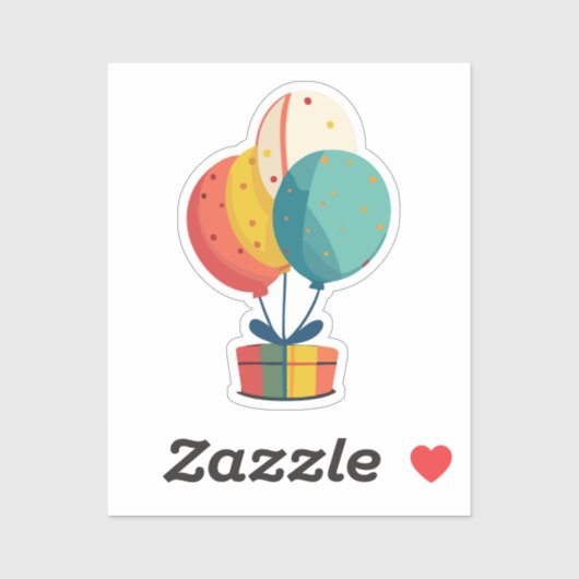 Birthday Present Balloons Aufkleber (Blatt)