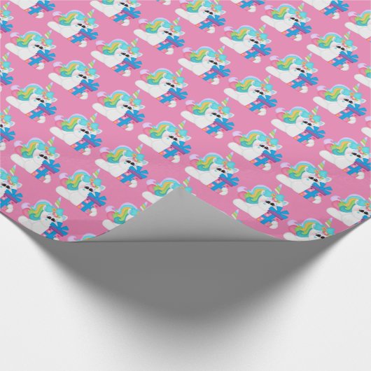 Birthday Present Unicorn Mädchen Packpapier (Ecke)