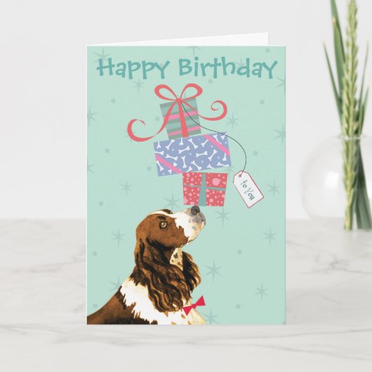 Birthday Presents English Springer Spaniel Karte (Vorderseite)