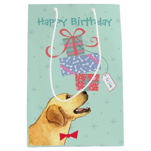 Birthday Presents Gelbe Labrador Mittlere Geschenktüte (Vorderseite)