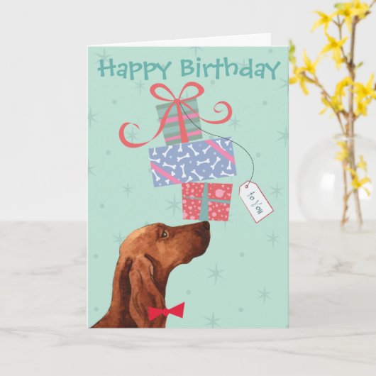 Birthday Presents Irish Setter Karte (Gelbe Blume)