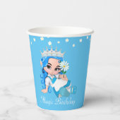 Birthday Princess Fairy und Blume auf Türkis Pappbecher (Rückseite)
