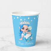 Birthday Princess Fairy und Blume auf Türkis Pappbecher (Vorderseite)