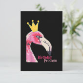 Birthday Princess Girl Flamingo | Niedlich Flaming Begleitkarte (Stehend Vorderseite)