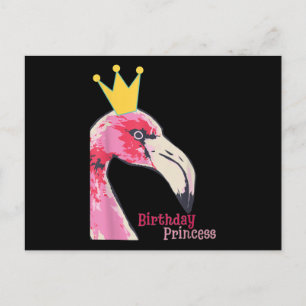 Birthday Princess Girl Flamingo Niedlich Flaming Postkarte