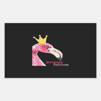 Birthday Princess Girl Flamingo | Niedlich Flaming Rechteckiger Aufkleber
