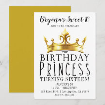 Birthday Princess Gold Crown Tiara Sweet 16 Party