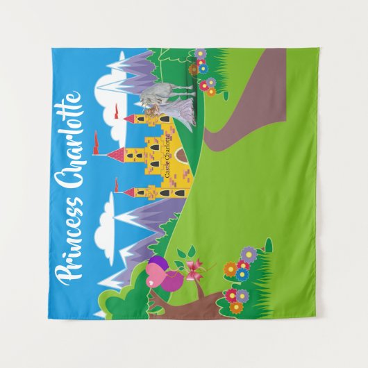 Birthday Princess Name Party Selfie Foto Unicorn Wandteppich (Vorderseite)