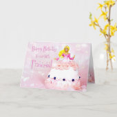 Birthday Princess - Puppenkuchen-Fantasie Karte (Gelbe Blume)
