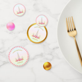 Birthday Princess Unicorn, Herz & Gold Konfetti