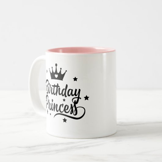 "Birthday Princess" Zweifarbige Tasse (Vorderseite Links)