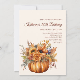Birthday-Pumpkin mit Blume- Einladung