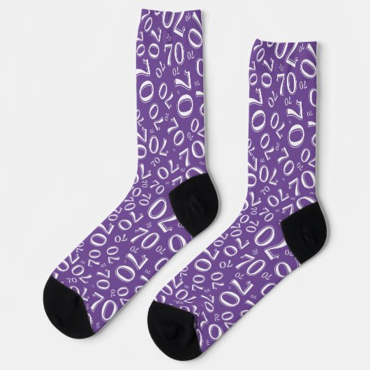 Birthday Purple/White Random Number Pattern 70 Socken (Linkes Detail)