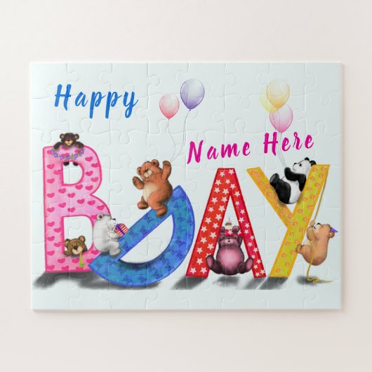 Birthday Puzzle Geschenke Baby Bear Party Individu (Horizontal)