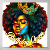 Birthday Queen Afro Art Print Poster (Vorne)