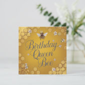 Birthday Queen Bee - Stilvolle Gold Honeycomb Desi Karte (Stehend Vorderseite)