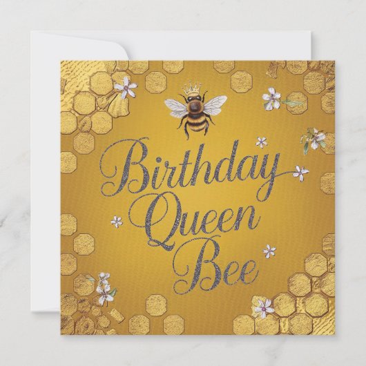Birthday Queen Bee - Stilvolle Gold Honeycomb Desi Karte (Vorderseite)