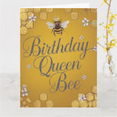 Birthday Queen Bee - Stilvolle Gold Honeycomb Desi Karte (Gelbe Blume)