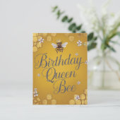 Birthday Queen Bee - Stilvolle Gold Honeycomb Desi Postkarte (Stehend Vorderseite)