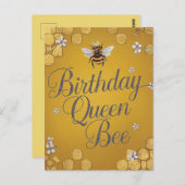 Birthday Queen Bee - Stilvolle Gold Honeycomb Desi Postkarte (Vorne/Hinten)