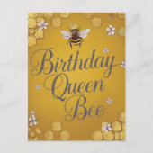 Birthday Queen Bee - Stilvolle Gold Honeycomb Desi Postkarte (Vorderseite)