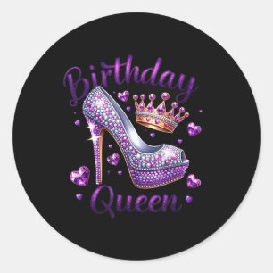 Birthday Queen Crown Hört High Heel Frauen Mädchen Runder Aufkleber