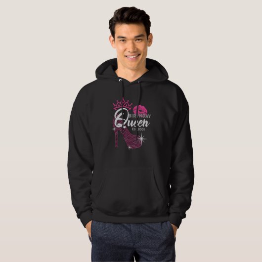 Birthday Queen Est 2001 Cute Pink Heel Birthday Fo Hoodie (Vorne ganz)