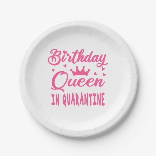 Birthday Queen in Quarantine Pappteller (Vorderseite)