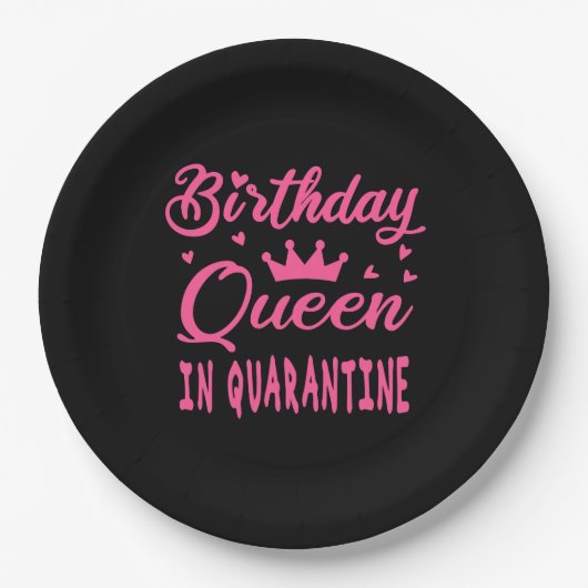 Birthday Queen in Quarantine Pappteller (Vorderseite)