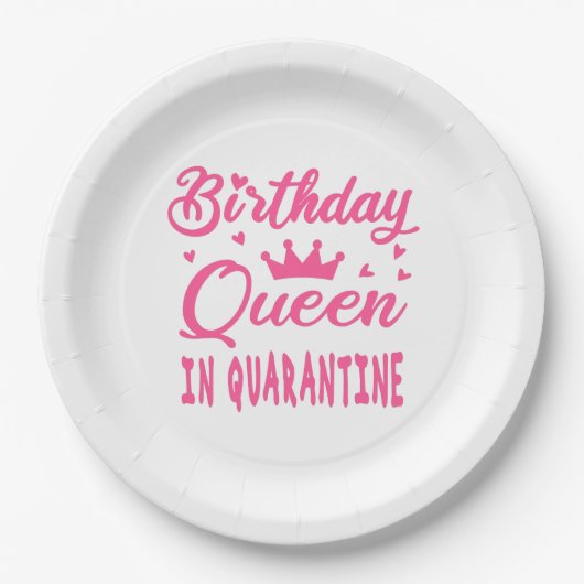 Birthday Queen in Quarantine Pappteller (Vorderseite)