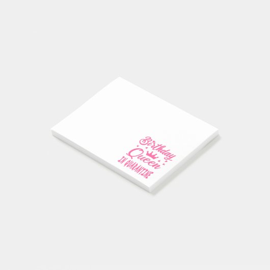 Birthday Queen in Quarantine Post-it Klebezettel (angewinkelt)