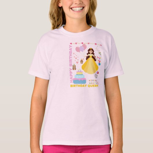 Birthday Queen T-Shirt for Girls (Vorderseite)